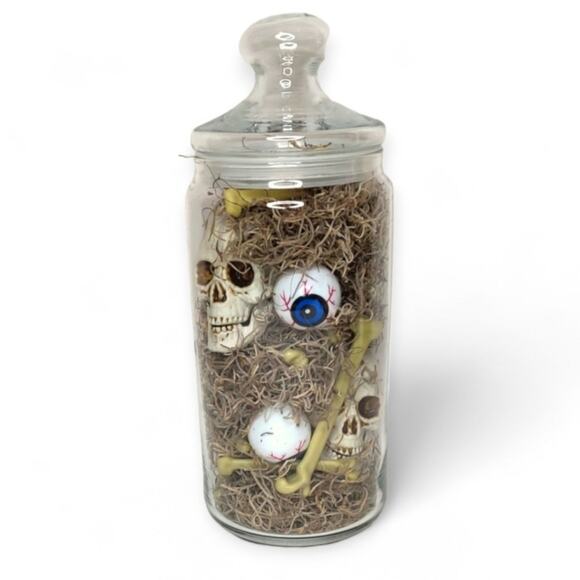 Apothecary Jar Skulls, Eyeballs and Bones Halloween Witch Decor - Picture 1 of 7